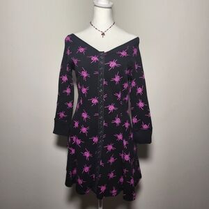 Betsey Johnson 2000s Y2K Witchy Cottagecore Whimsigoth Longsleeve Spider Dress M